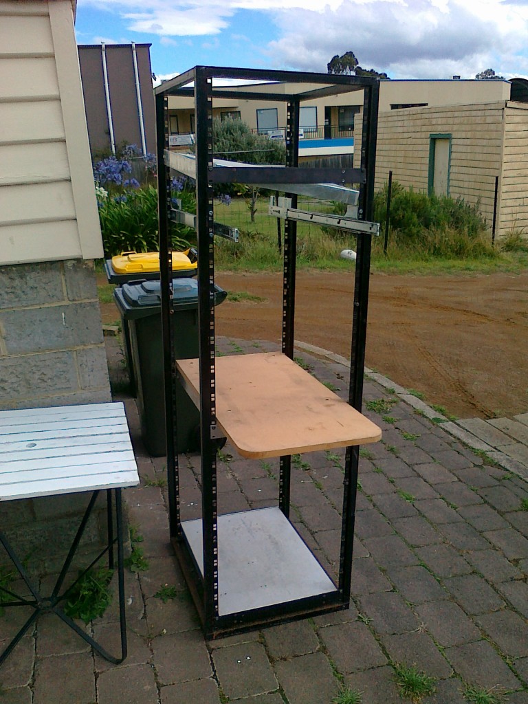 My new rack, sitting outside.